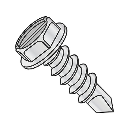 Usa Industrials Self-Drilling Screw, #10-16 x 3/4 in, Zinc Plated & 1,000 Hour Coat Steel Hex Head Slotted Drive BULK-SCRW-12542